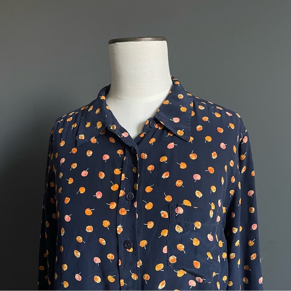 Equipment Femme Brett Navy Shirt Top with Fruit Print - Picture 2 of 7